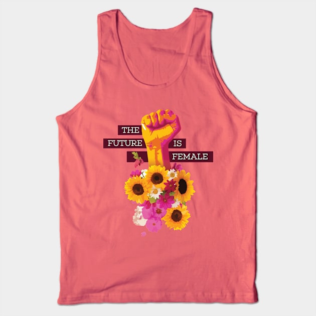 The Future is Female Power Fist Floral Tank Top by polliadesign